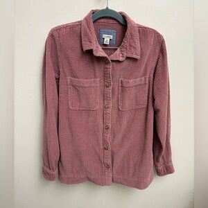 L.L. Bean Pink Mauve Corduroy Button Up Casual Shirt Jacket Shacket Women’s M